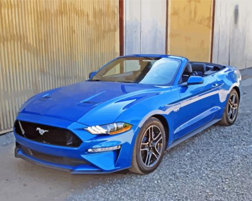 Blue Mustang Convertible Diamond Painting