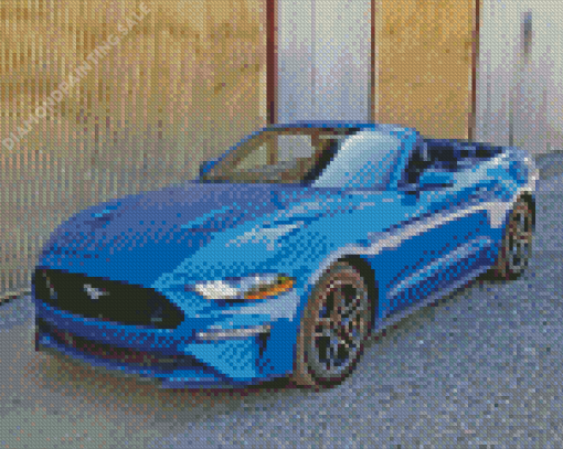 Blue Mustang Convertible Diamond Painting
