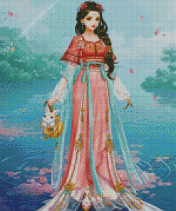 Cute Girl In China Dress Diamond Painting