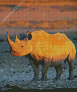 Grey Rhino Sunset Diamond Painting