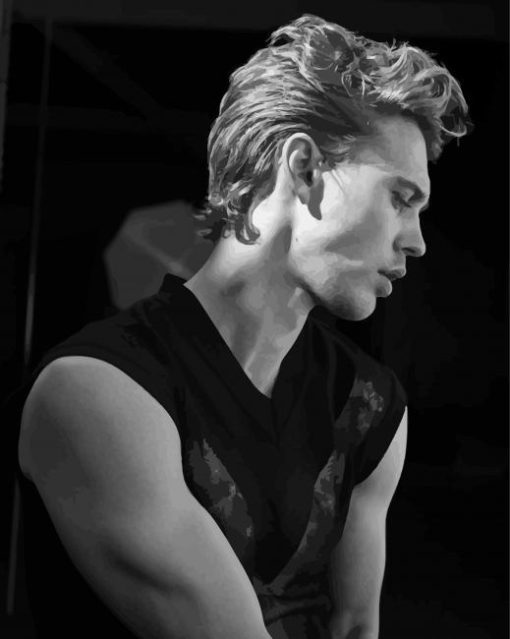 Black And White Austin Butler Side Profile Diamond Painting