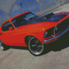 Orange 1969 Ford Mustang Fastback Car Diamond Painting