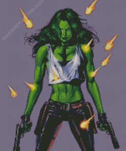 She Hulk With Guns Diamond Painting