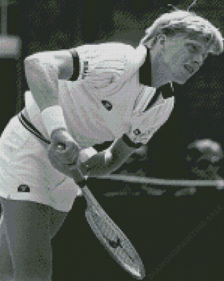 Tennis Player Boris Becker Black And White Diamond Painting