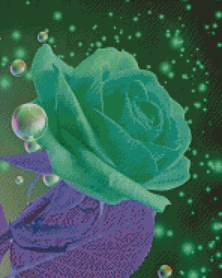 Green Rose Diamond Painting