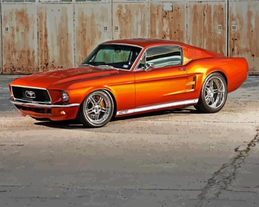 Orange 67 Mustang Fastback Diamond Painting