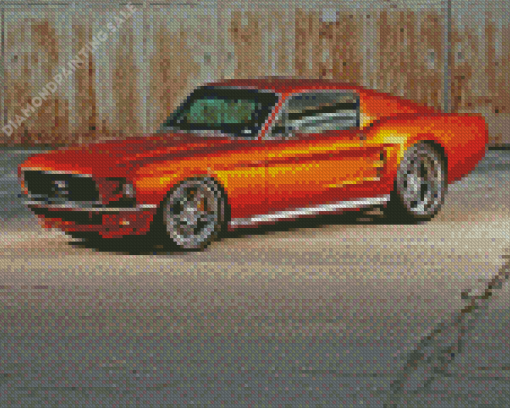 Orange 67 Mustang Fastback Diamond Painting