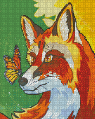 Butterfly And Fox Art Diamond Painting