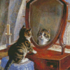 Cute Cat In The Mirror Diamond Painting