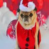 Cute Pug At Christmas Diamond Painting