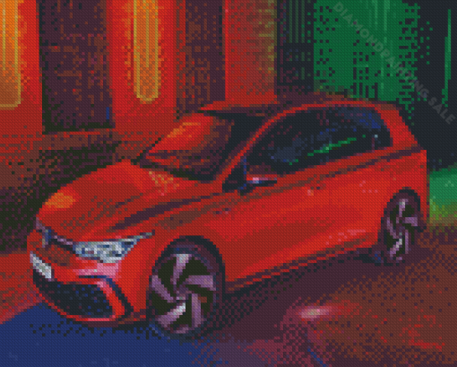 2022 Gold R Red Car Diamond Painting