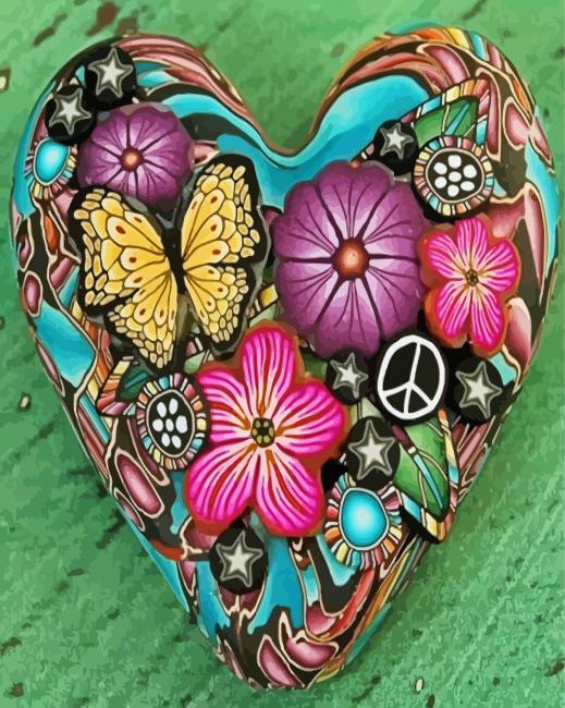 Aesthetic Flowers Heart Diamond Painting
