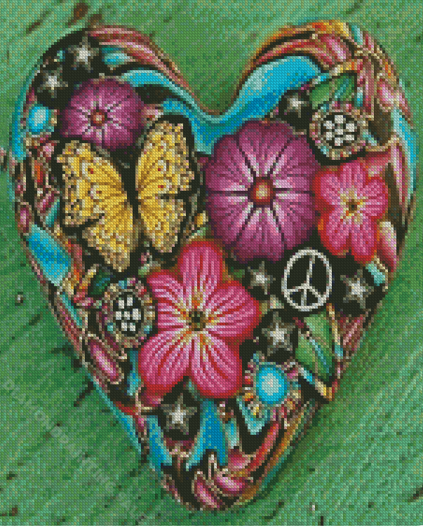 Aesthetic Flowers Heart Diamond Painting