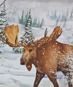 Aesthetic Moose In Winter Diamond Painting