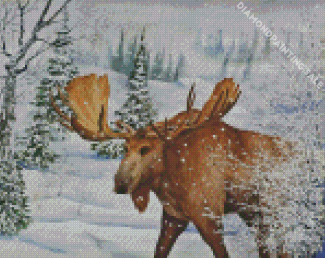 Aesthetic Moose In Winter Diamond Painting