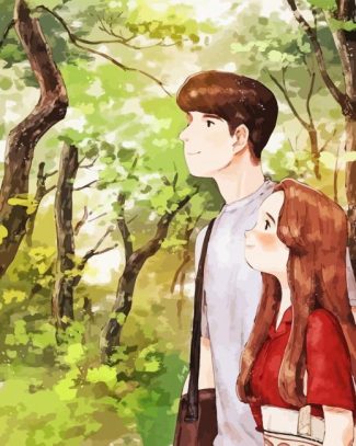 Anime Couple In Forest Diamond Painting