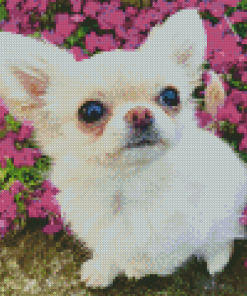 Chihuahua With Purple Flowers Flowers Diamond painting