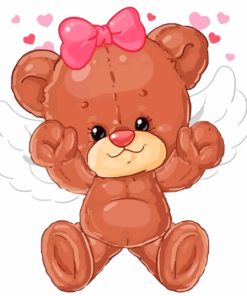 Cute Teddy Bear With Angel Wings Diamond Painting