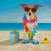 Dog With Sunglasses In The Beach Diamond Painting