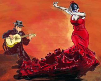 Guitarist And Flamenco Dancer Diamond Painting