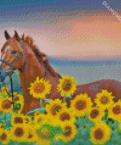 Horse In Sunflowers Diamond Painting