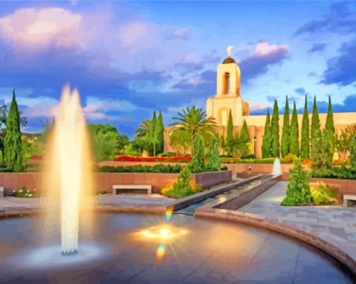 Newport Beach Temple Evening Diamond Painting