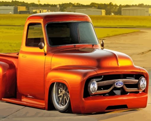 Orange 1955 Ford Pickup Diamond Painting