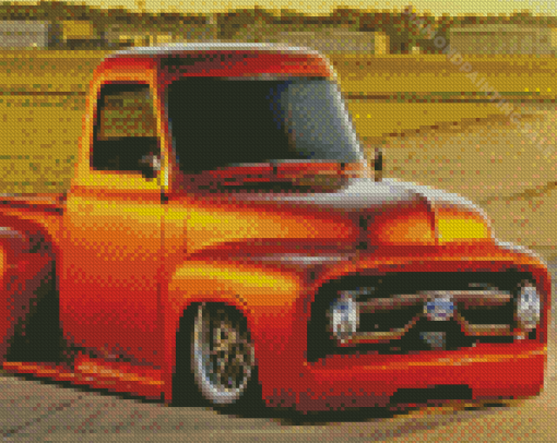 Orange 1955 Ford Pickup Diamond Painting