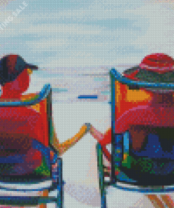 Romantic Couple Sitting Beside Sea Diamond Painting
