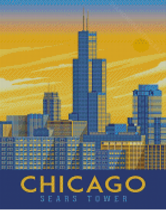 Sears Tower Chicago Poster Diamond Painting