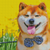 Shiba With Yellow Flower Field Diamond Painting