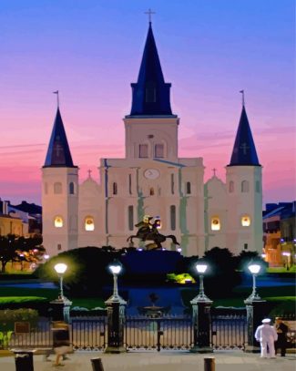 St Louis Cathedral Sunset Diamond Painting
