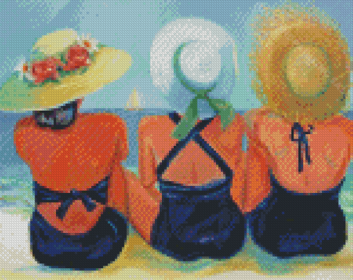 Three Women On The Beach Diamond Painting