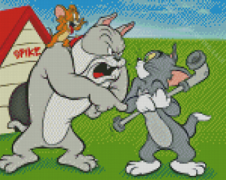 Tom And Jerry And Dog Diamond Painting