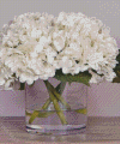 White Hydrangeas Plants In Glass Vase Diamond Painting