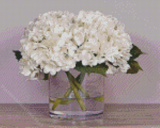 White Hydrangeas Plants In Glass Vase Diamond Painting