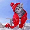 Adorable Winter Cat Diamond Painting