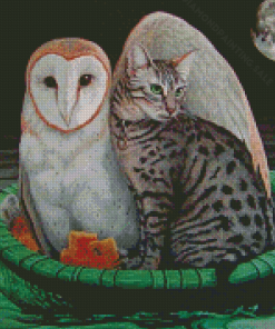 Aesthetic Owl And The Pussy Diamond Painting