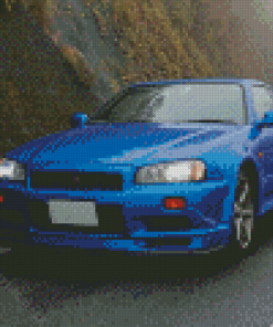 Blue Nissan Gtr R34 Diamond Painting