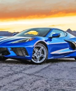 Blue Corvette Luxury Car Diamond Painting