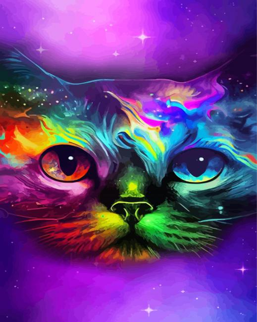 Colorful Galaxy Cat Diamond Painting