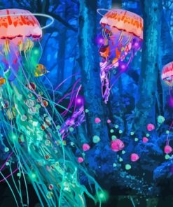 Cool Jellyfish In The Forest Diamond Painting