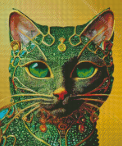 Green Cat Diamond Painting