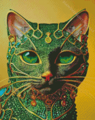 Green Cat Diamond Painting