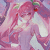 Long Pink Haired Anime Girl Diamond Painting