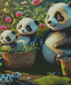 Panda Family Diamond Painting