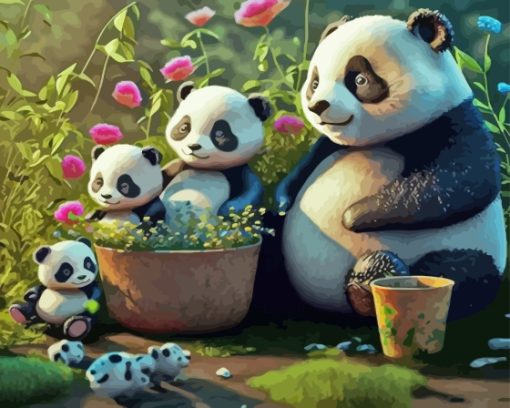 Panda Family Diamond Painting