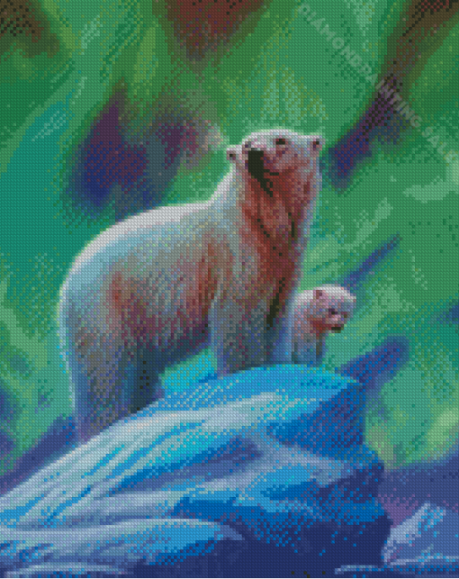 Polar Bear Northern Lights Diamond Painting