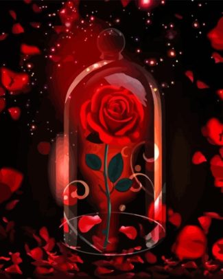 Red Rose In Glass Diamond Painting