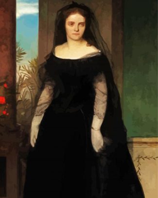 Sad Lady In Black Dress Diamond Painting